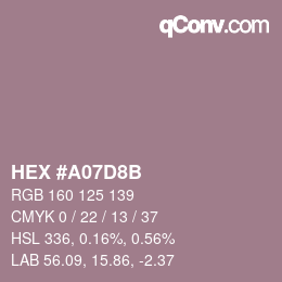 Farbcode: HEX #A07D8B | qconv.com