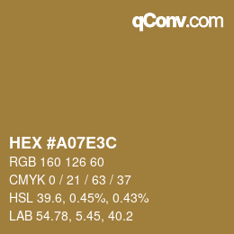Color code: HEX #A07E3C | qconv.com