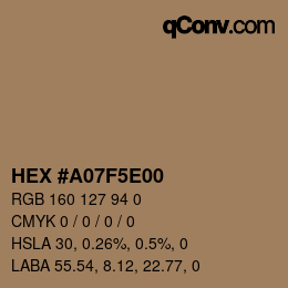 Color code: HEX #A07F5E00 | qconv.com