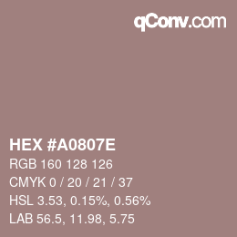 Color code: HEX #A0807E | qconv.com