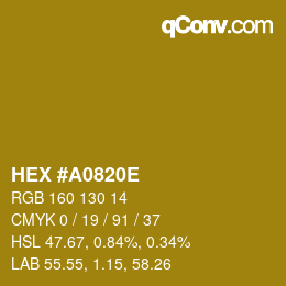 Color code: HEX #A0820E | qconv.com
