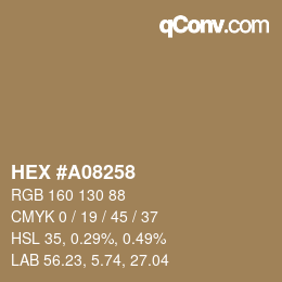 Color code: HEX #A08258 | qconv.com