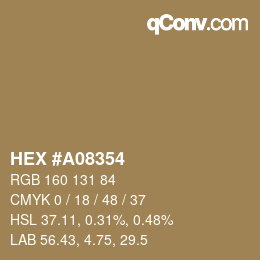 カラーコード: HEX #A08354 | qconv.com
