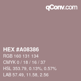 Farbcode: HEX #A08386 | qconv.com