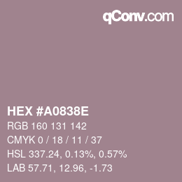 Color code: HEX #A0838E | qconv.com