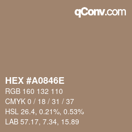 Color code: HEX #A0846E | qconv.com