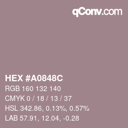 Color code: HEX #A0848C | qconv.com