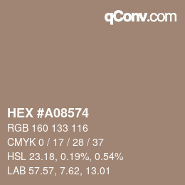 颜色代码: HEX #A08574 | qconv.com