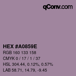 Color code: HEX #A0859E | qconv.com