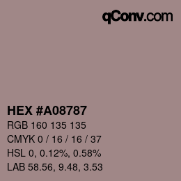 カラーコード: HEX #A08787 | qconv.com
