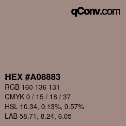 Farbcode: HEX #A08883 | qconv.com