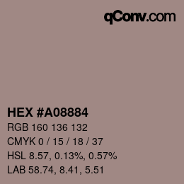 Farbcode: HEX #A08884 | qconv.com