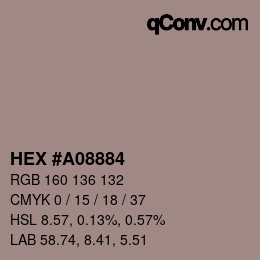 颜色代码: HEX #A08884 | qconv.com