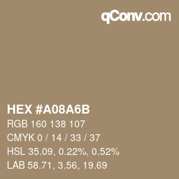 Color code: HEX #A08A6B | qconv.com