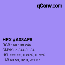 Farbcode: HEX #A08AF6 | qconv.com