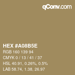 Farbcode: HEX #A08B5E | qconv.com