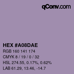 Color code: HEX #A08DAE | qconv.com