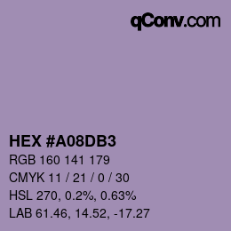 カラーコード: HEX #A08DB3 | qconv.com