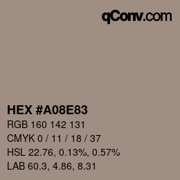 カラーコード: HEX #A08E83 | qconv.com