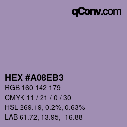 カラーコード: HEX #A08EB3 | qconv.com
