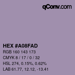Farbcode: HEX #A08FAD | qconv.com