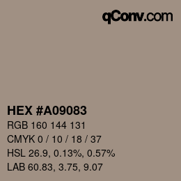 Farbcode: HEX #A09083 | qconv.com