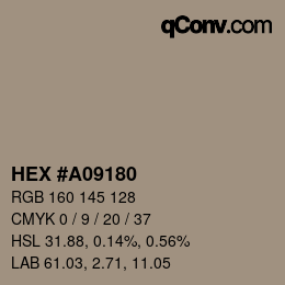 颜色代码: HEX #A09180 | qconv.com