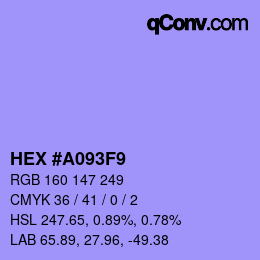 Color code: HEX #A093F9 | qconv.com
