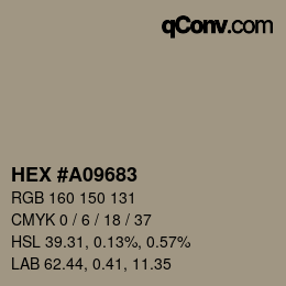Código de color: HEX #A09683 | qconv.com