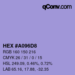 カラーコード: HEX #A096D8 | qconv.com