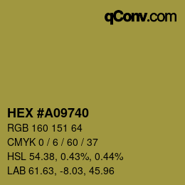 Código de color: HEX #A09740 | qconv.com