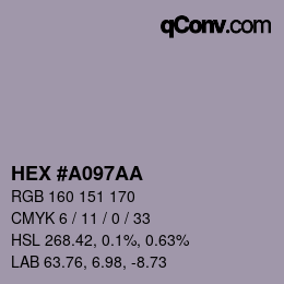 カラーコード: HEX #A097AA | qconv.com