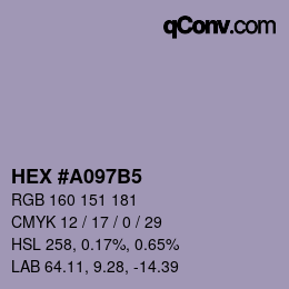 颜色代码: HEX #A097B5 | qconv.com