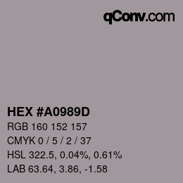 Color code: HEX #A0989D | qconv.com