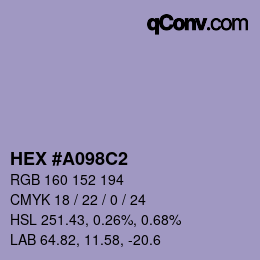 Color code: HEX #A098C2 | qconv.com