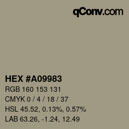 Farbcode: HEX #A09983 | qconv.com