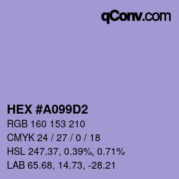 颜色代码: HEX #A099D2 | qconv.com