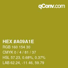 カラーコード: HEX #A09A1E | qconv.com
