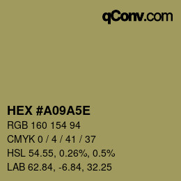 Color code: HEX #A09A5E | qconv.com