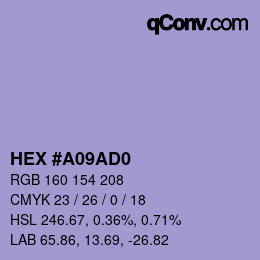 Farbcode: HEX #A09AD0 | qconv.com