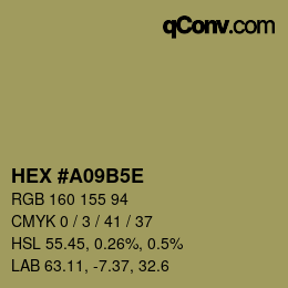 Farbcode: HEX #A09B5E | qconv.com