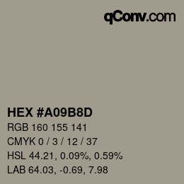 Color code: HEX #A09B8D | qconv.com