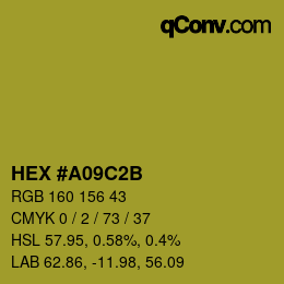 Color code: HEX #A09C2B | qconv.com