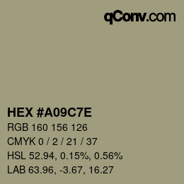 Color code: HEX #A09C7E | qconv.com