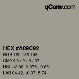 Color code: HEX #A09C92 | qconv.com
