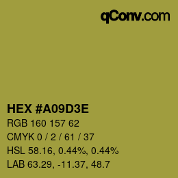 Color code: HEX #A09D3E | qconv.com
