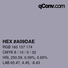 Color code: HEX #A09DAE | qconv.com