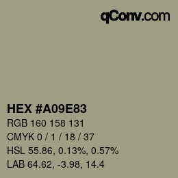 Farbcode: HEX #A09E83 | qconv.com