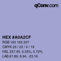 カラーコード: HEX #A0A2CF | qconv.com