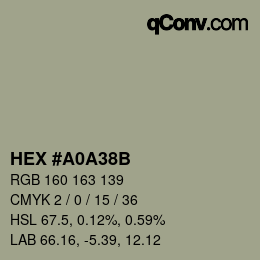 Farbcode: HEX #A0A38B | qconv.com